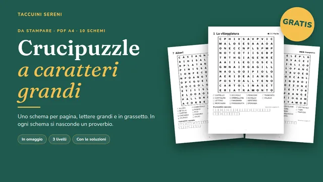 Crucipuzzle a caratteri grandi da stampare gratis