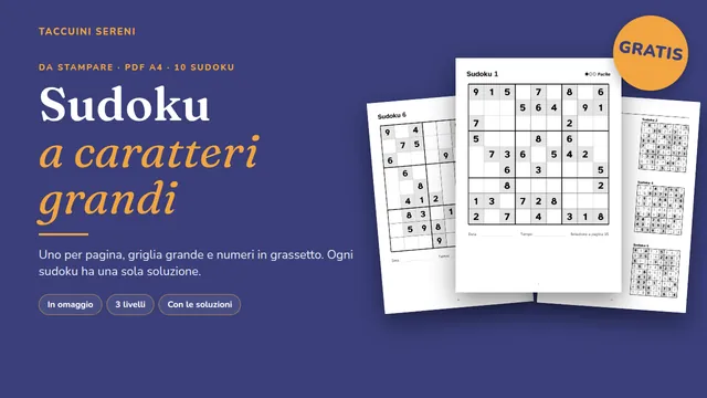 Sudoku a caratteri grandi da stampare gratis