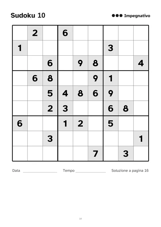 Sudoku di livello impegnativo a caratteri grandi